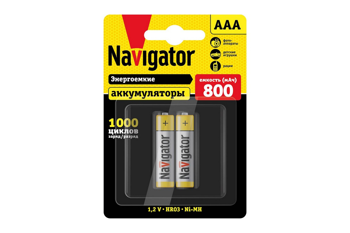 Аккумулятор Ni-MH Navigator NHR-800-HR03-BP2 1,2В 800 мАч (94461) – купить  по цене 181 руб. в интернет-магазине led-navigator.ru