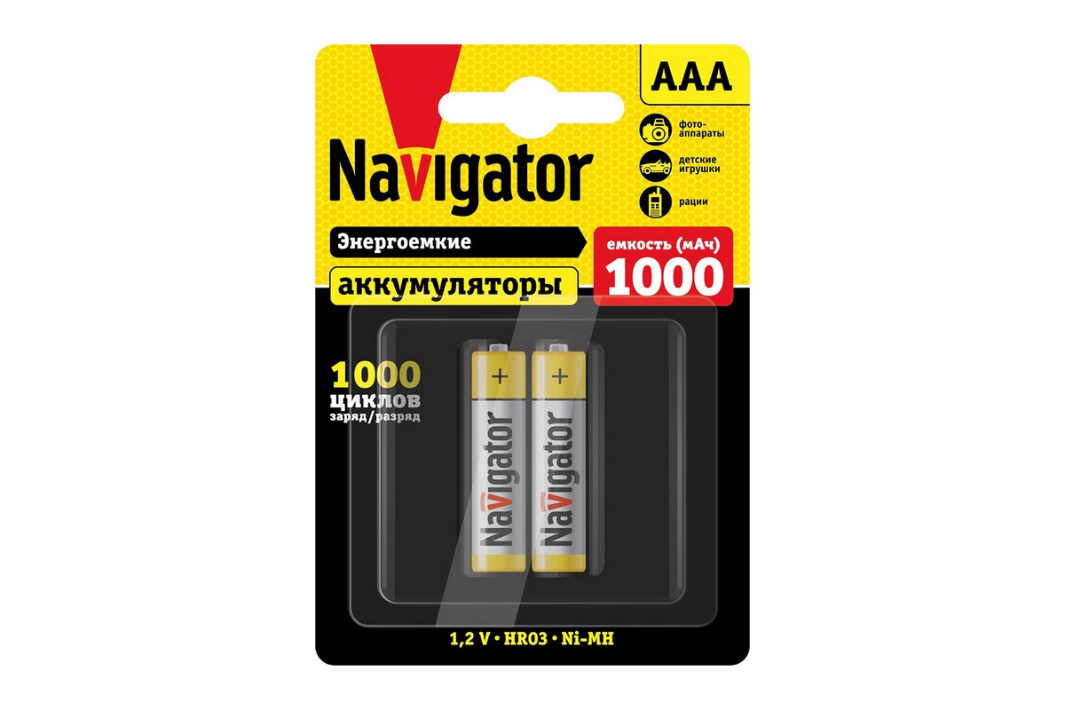 Аккумулятор Ni-MH Navigator NHR-1000-HR03-BP2 1,2В 1000 мАч (94462) –  купить по цене 213 руб. в интернет-магазине led-navigator.ru