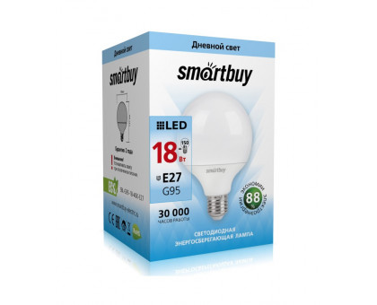 Светодиодная (LED) лампа Smartbuy-G95-18W/4000/E27 (SBL-G95-18-40K-E27) Е27 Шар 18 Вт Холодный белый