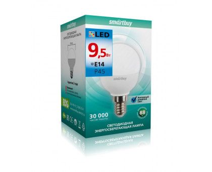 Светодиодная (LED) лампа Smartbuy-P45-9,5W/6000/E14 (SBL-P45-9_5-60K-E14) Е14 Шар 9,5 Вт Дневной белый