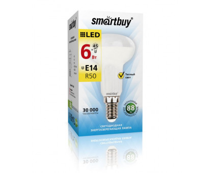 Светодиодная (LED) лампа Smartbuy-R50-06W/3000/E14 (SBL-R50-06-30K-E14-A) Е14 Рефлектор 6 Вт Теплый белый